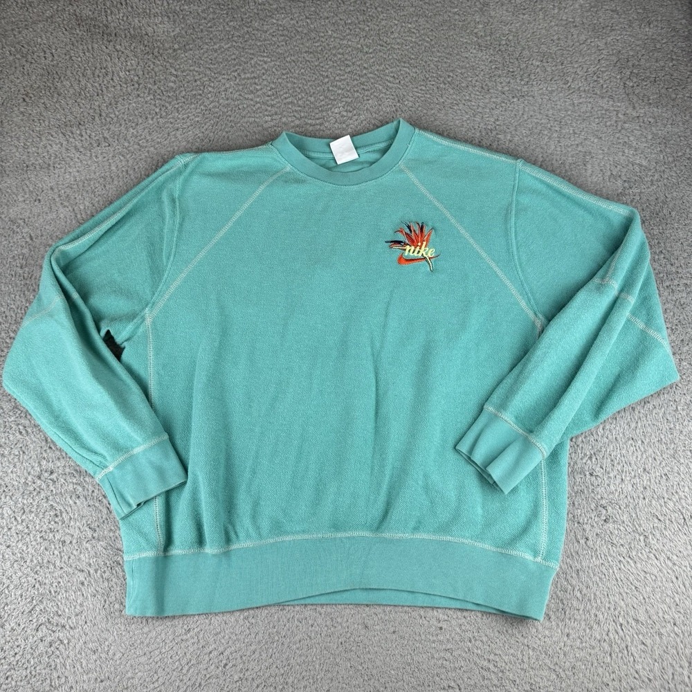 NIKE Sportswear Club Men's French Terry Sweatshirt Just Do It Pullover L‎ Teal